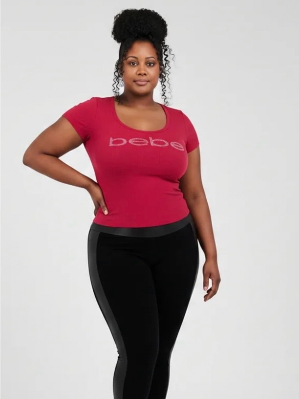 NWT $49 BEBE Swarovski Rhinestone Logo top Comfortable Fit Plus Size 3X